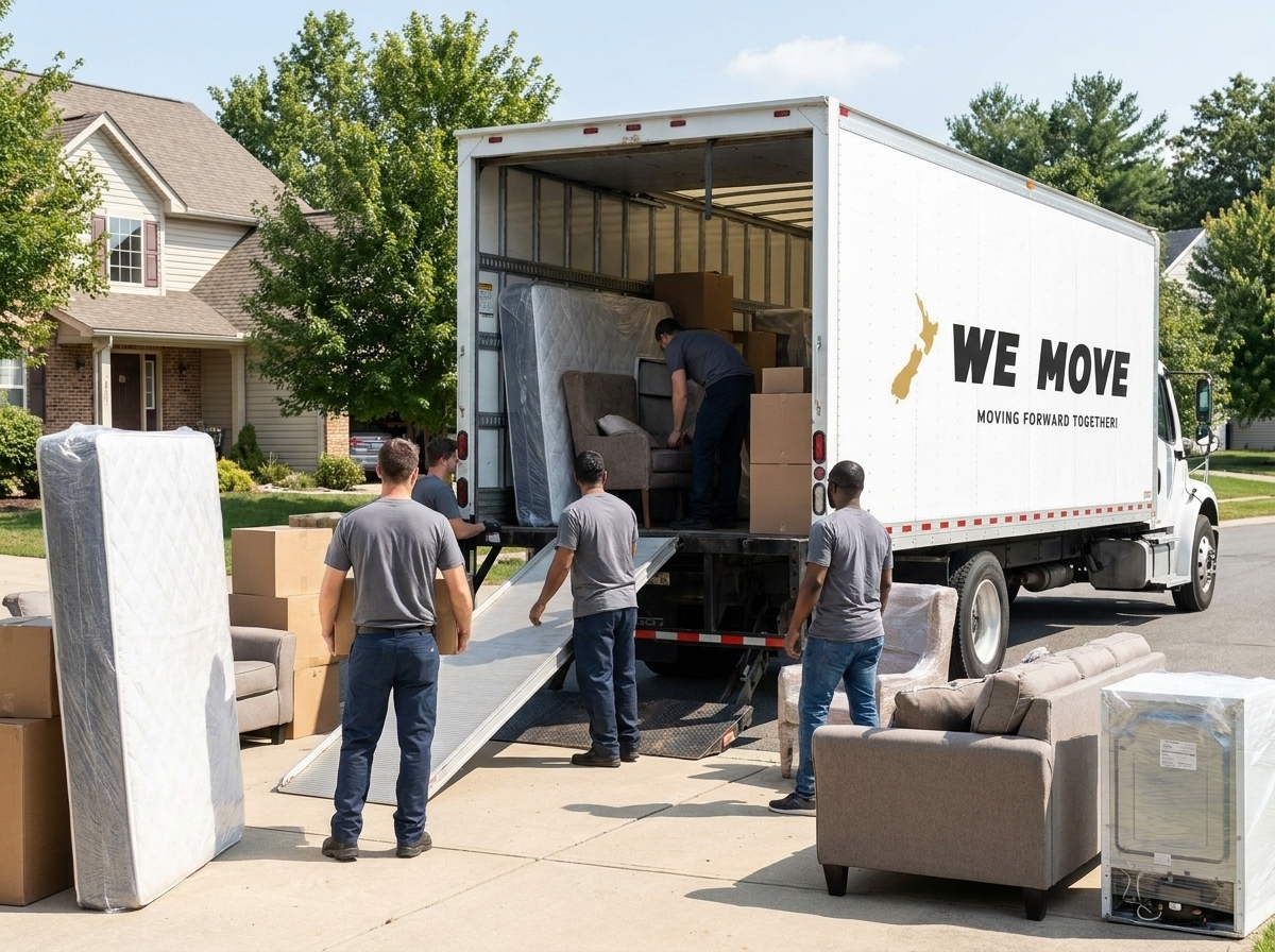 We Move team with packed truck ready for a house move in Christchurch