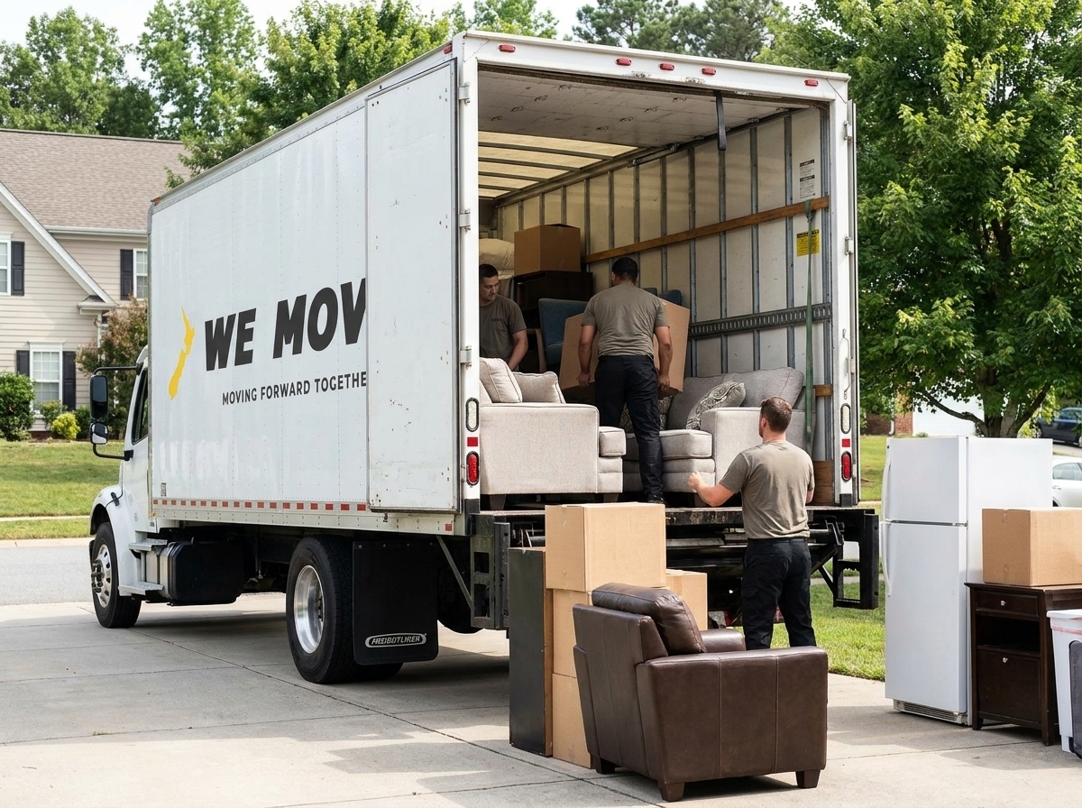 We Move professional movers carefully loading furniture